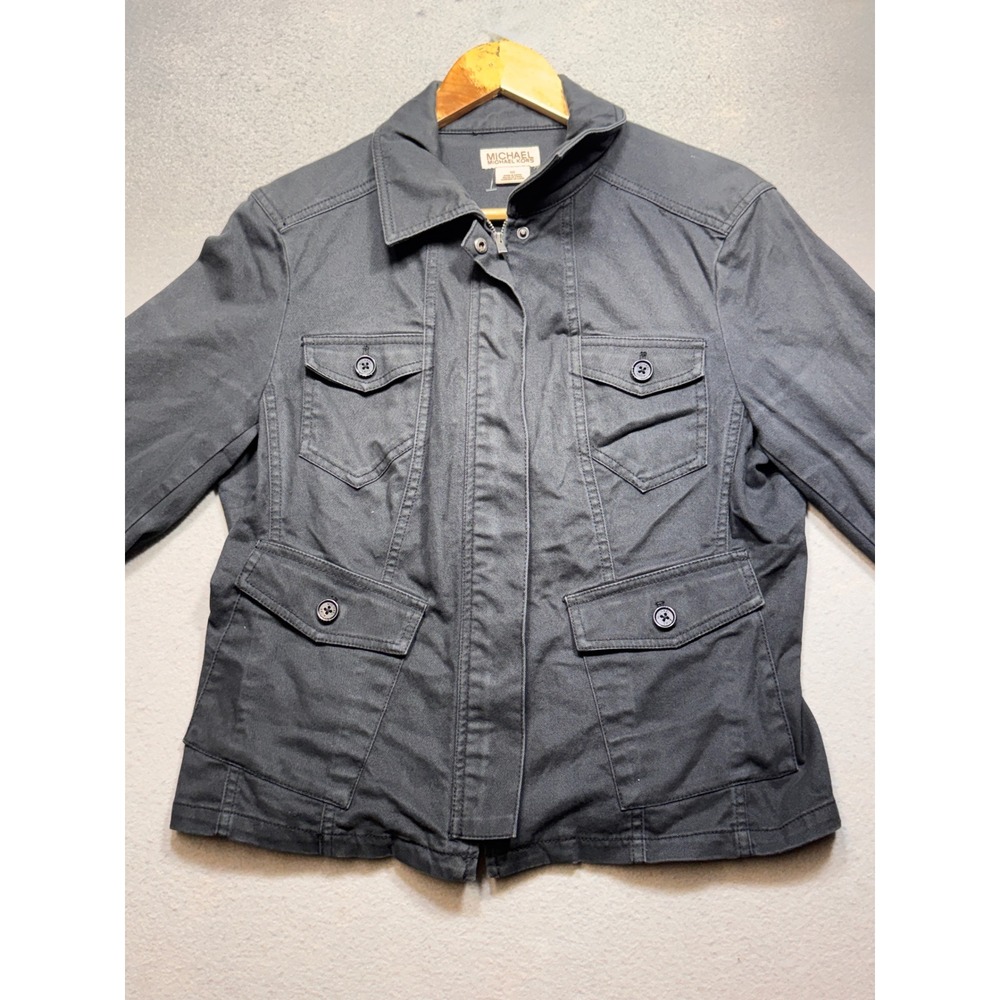 Michael Michael Kors Womens Utility Field Jacket Charcoal Gray Cotton Twill 10
